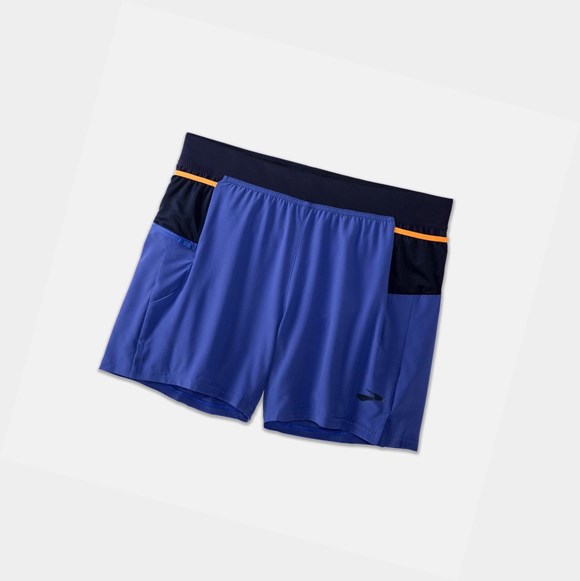 Pantaloni Uomo Brooks Sherpa 5" 2-in-1 Blu Blu Marino Arancioni | TSKMWU-368