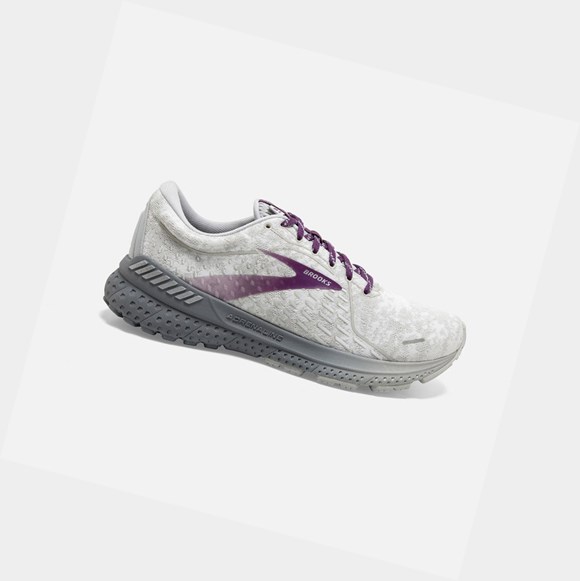 Scarpe Running Strada Donna Brooks Adrenaline GTS 21 Bianche Grigie | VQFEWC-049