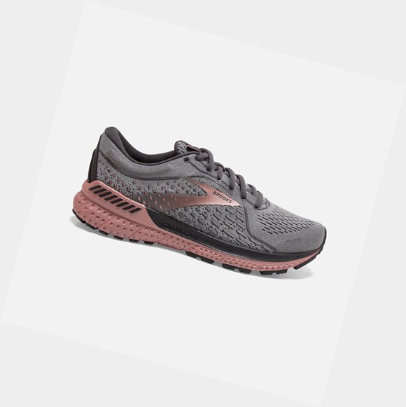 Scarpe Running Strada Donna Brooks Adrenaline GTS 21 Grigie Nere Rosa Oro | WLTYUA-327