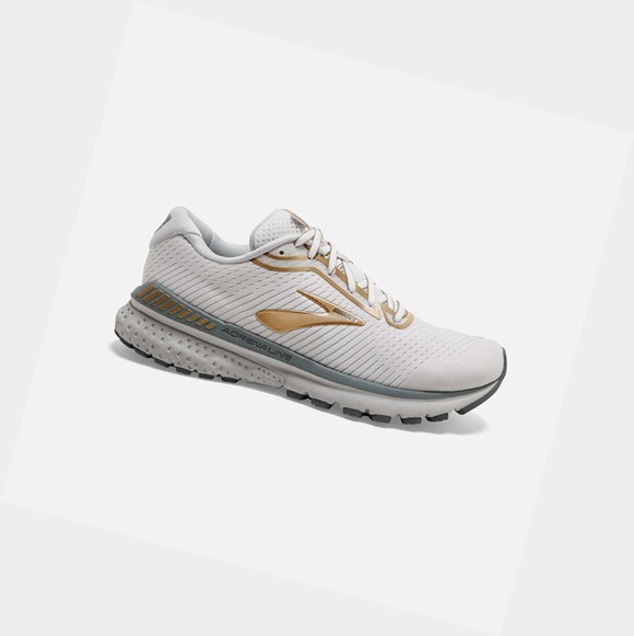 Scarpe Running Strada Donna Brooks Adrenaline GTS 20 Bianche Grigie Oro | WXLENP-094