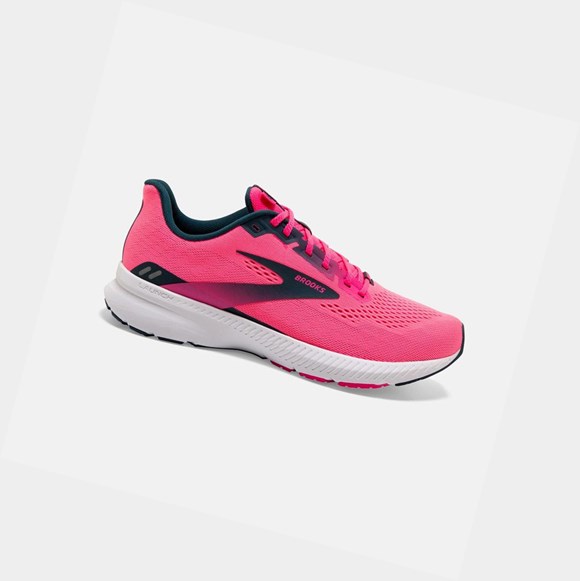 Scarpe Running Strada Donna Brooks Launch 8 Rosa Blu Marino | KHCOWS-569