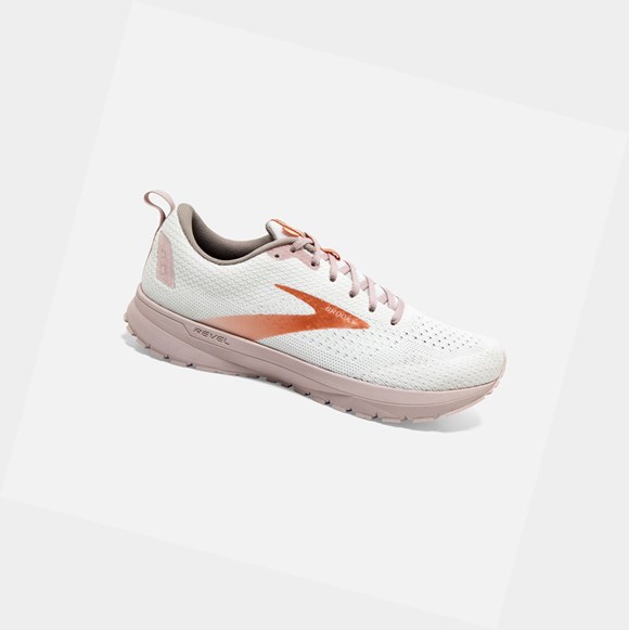 Scarpe Running Strada Donna Brooks Revel 4 Bianche Rame | FNEATO-632