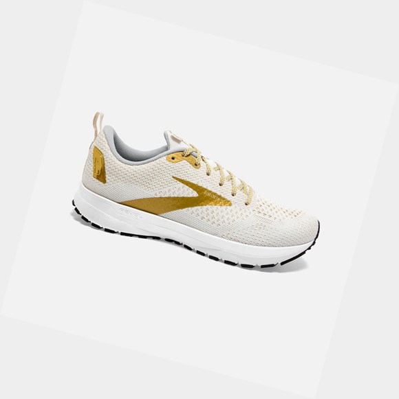Scarpe Running Strada Donna Brooks Revel 4 Bianche Oro | JPZNDC-581