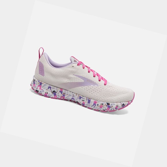 Scarpe Running Strada Donna Brooks Revel 4 Bianche Rosa | UWPIVA-254