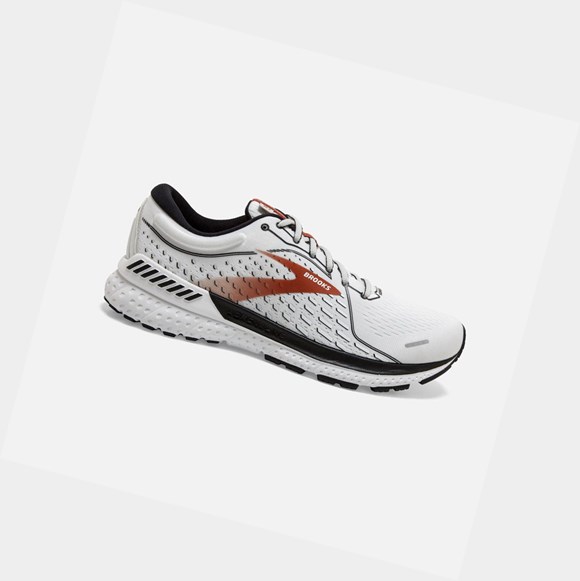 Scarpe Running Strada Uomo Brooks Adrenaline GTS 21 Bianche Nere Arancioni | DWXRYC-317