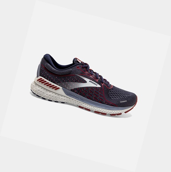 Scarpe Running Strada Uomo Brooks Adrenaline GTS 21 Grigie Rosse | ZNSBVJ-507