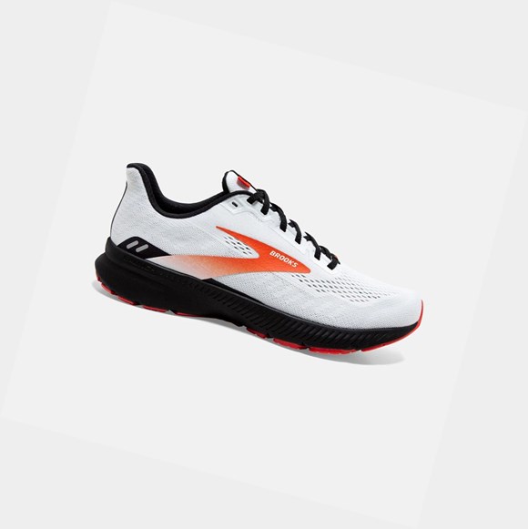 Scarpe Running Strada Uomo Brooks Launch 8 Bianche Nere Rosse | ICPELD-318
