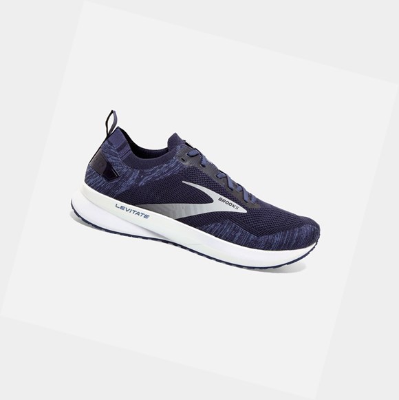 Scarpe Running Strada Uomo Brooks Levitate 4 Blu Marino Grigie Bianche | EQUNKH-097