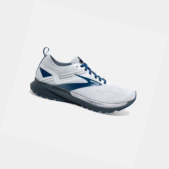 Scarpe Running Strada Uomo Brooks Ricochet 3 Bianche Grigie Blu | CLHYGB-751