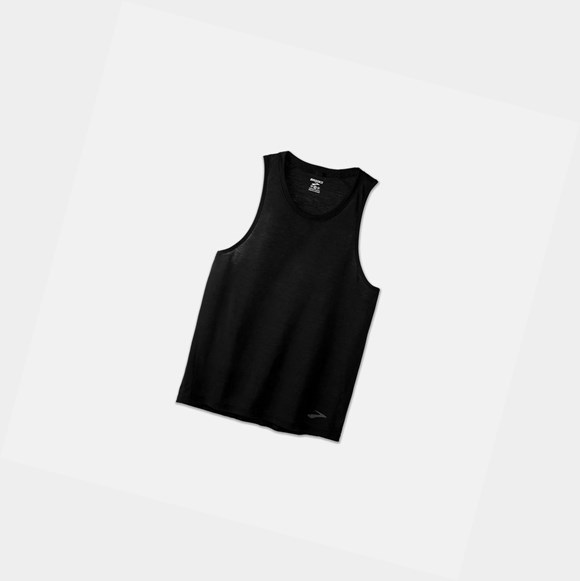 Top Uomo Brooks Distance Tank Nere | GQXSCH-570