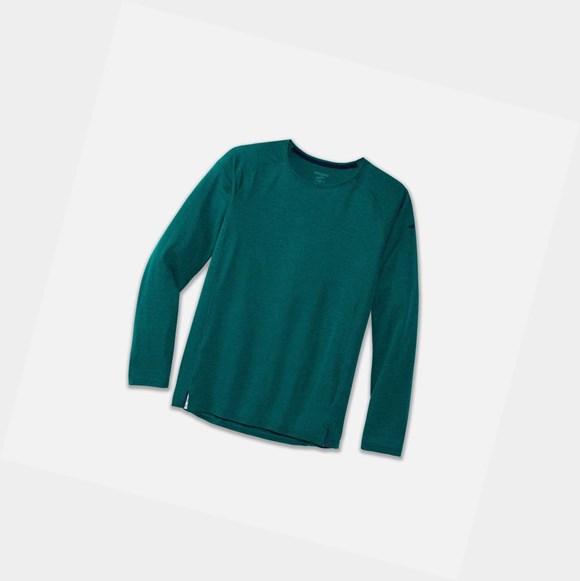Top Uomo Brooks Ghost Long Sleeve Heather Spruce | AVFLNE-967