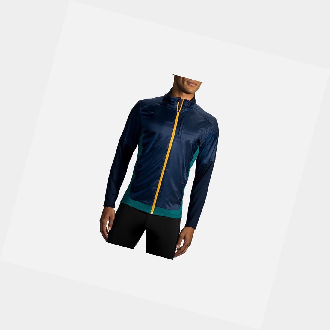 Capispalla Uomo Brooks Fusion Ibrido Blu Marino | ERKWOX-509