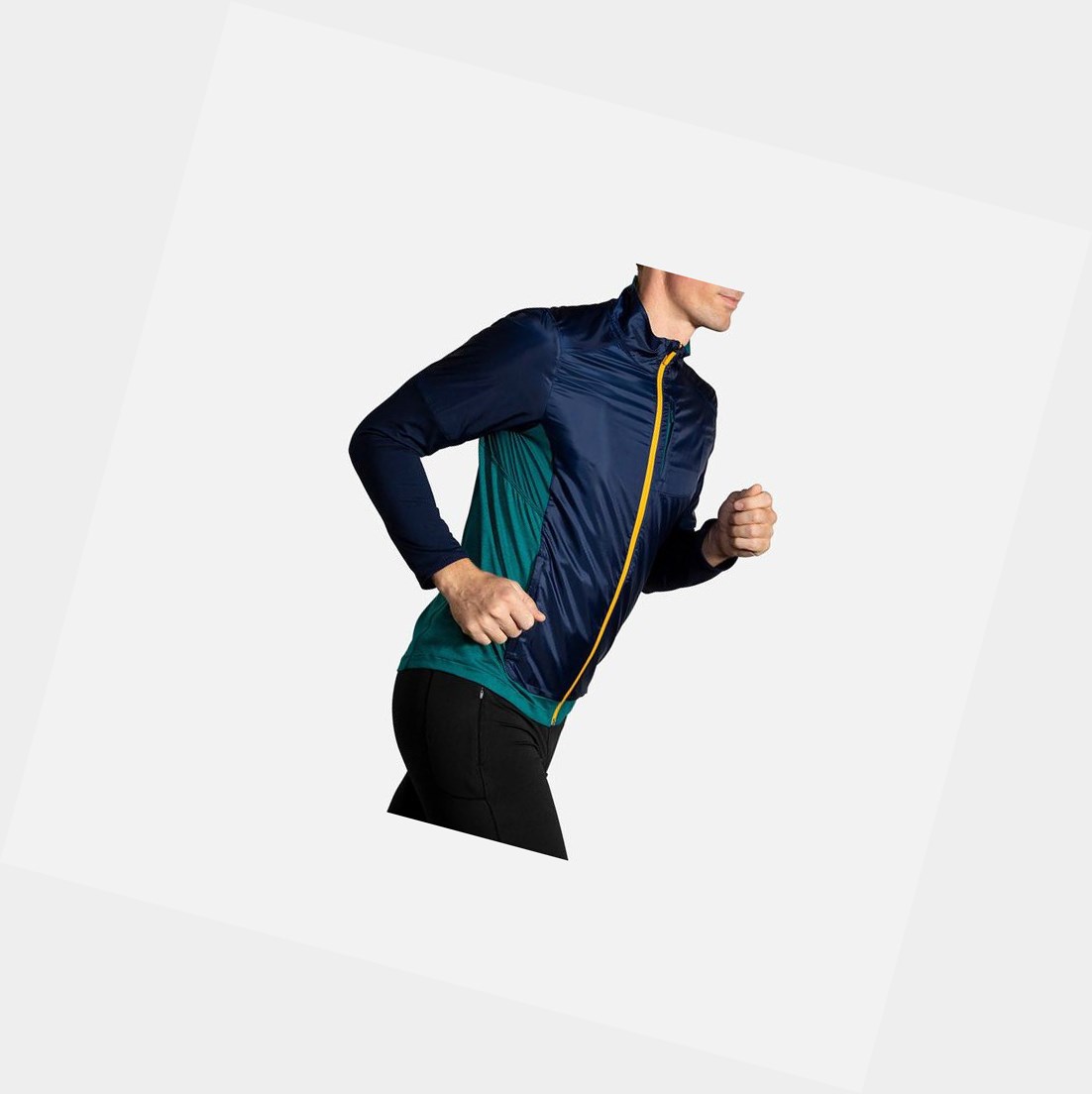 Capispalla Uomo Brooks Fusion Ibrido Blu Marino | ERKWOX-509