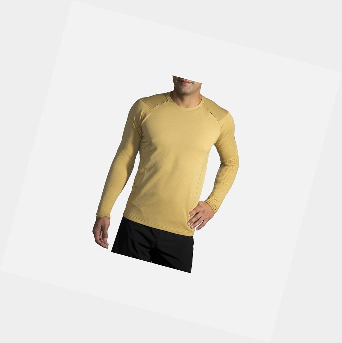 Capispalla Uomo Brooks Notch Thermal Long Sleeve Heather Desert / Desert | NVYHKP-192