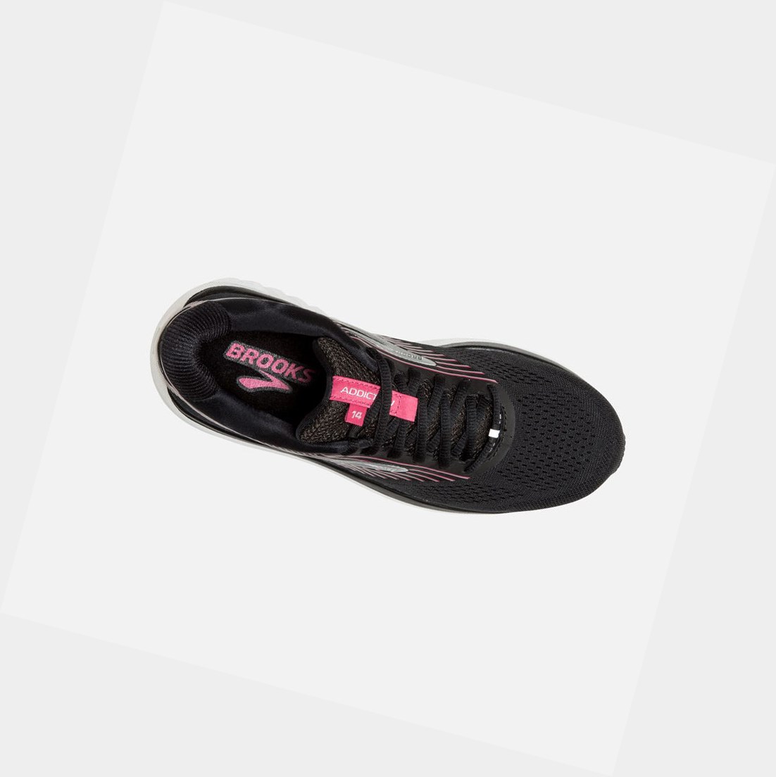 Scarpe Running Strada Donna Brooks Addiction 14 Nere Rosa Argento | CERMAL-639