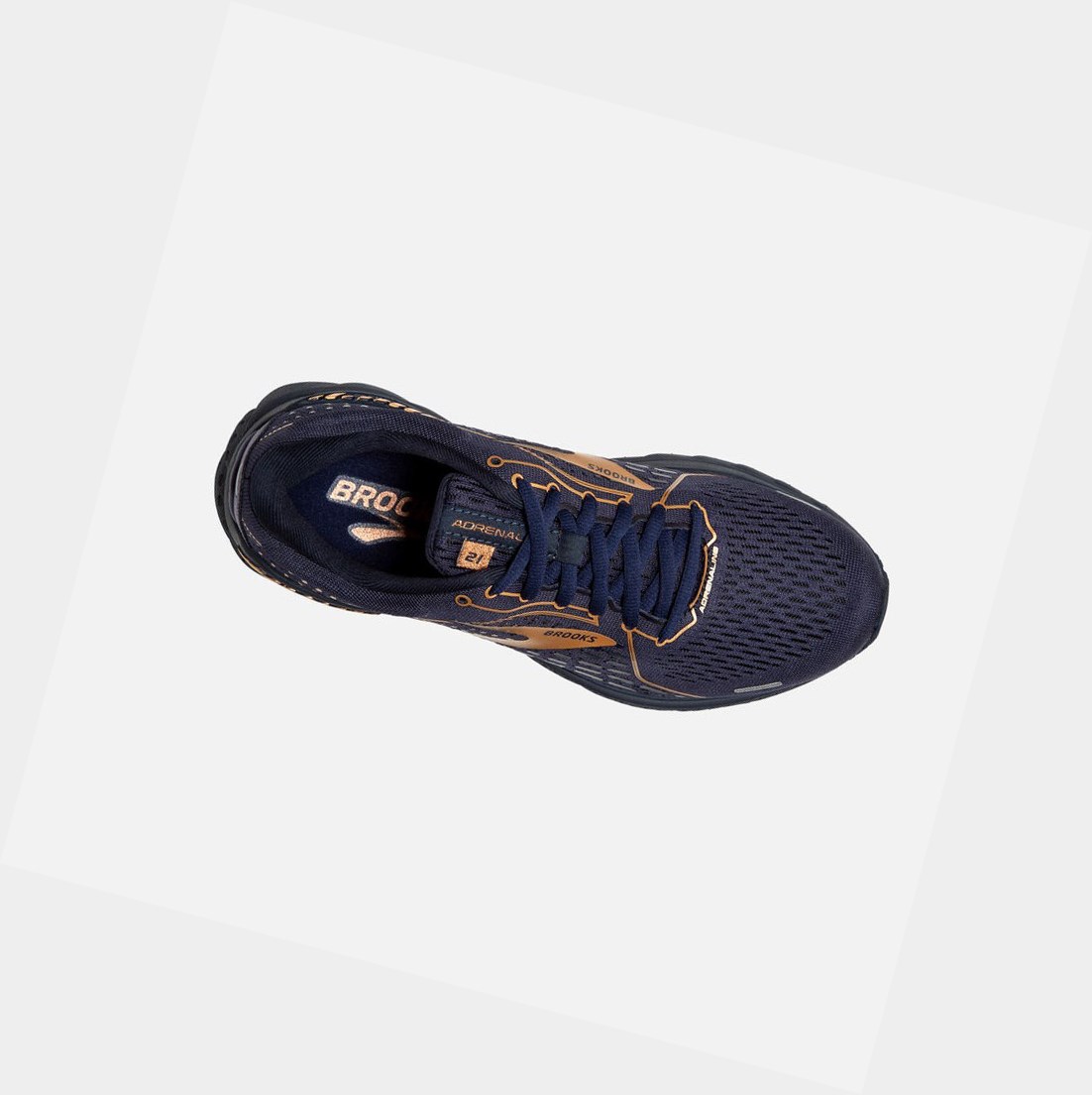 Scarpe Running Strada Donna Brooks Adrenaline GTS 21 Blu Marino Nere Rame | HGSTFY-579