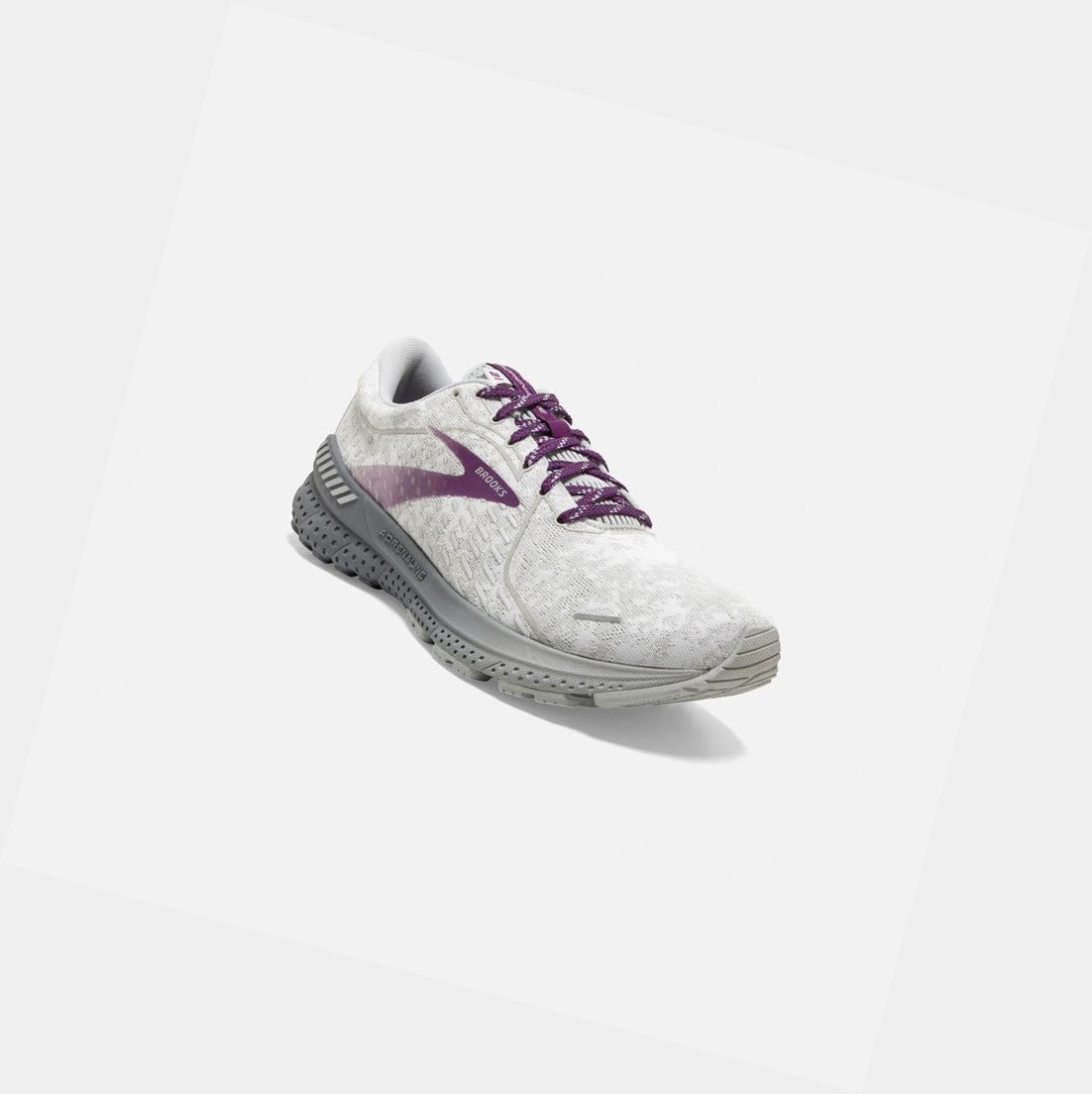 Scarpe Running Strada Donna Brooks Adrenaline GTS 21 Bianche Grigie | VQFEWC-049