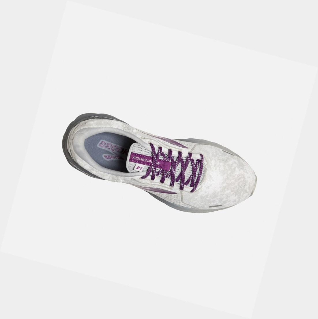 Scarpe Running Strada Donna Brooks Adrenaline GTS 21 Bianche Grigie | VQFEWC-049