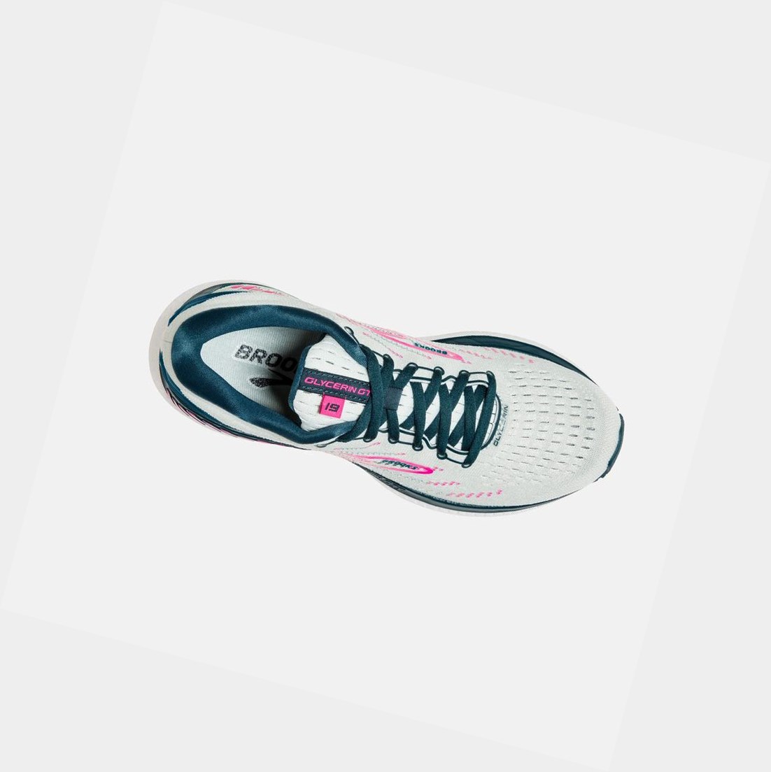 Scarpe Running Strada Donna Brooks Glycerin GTS 19 Blu Marino Rosa | CJIGPH-846