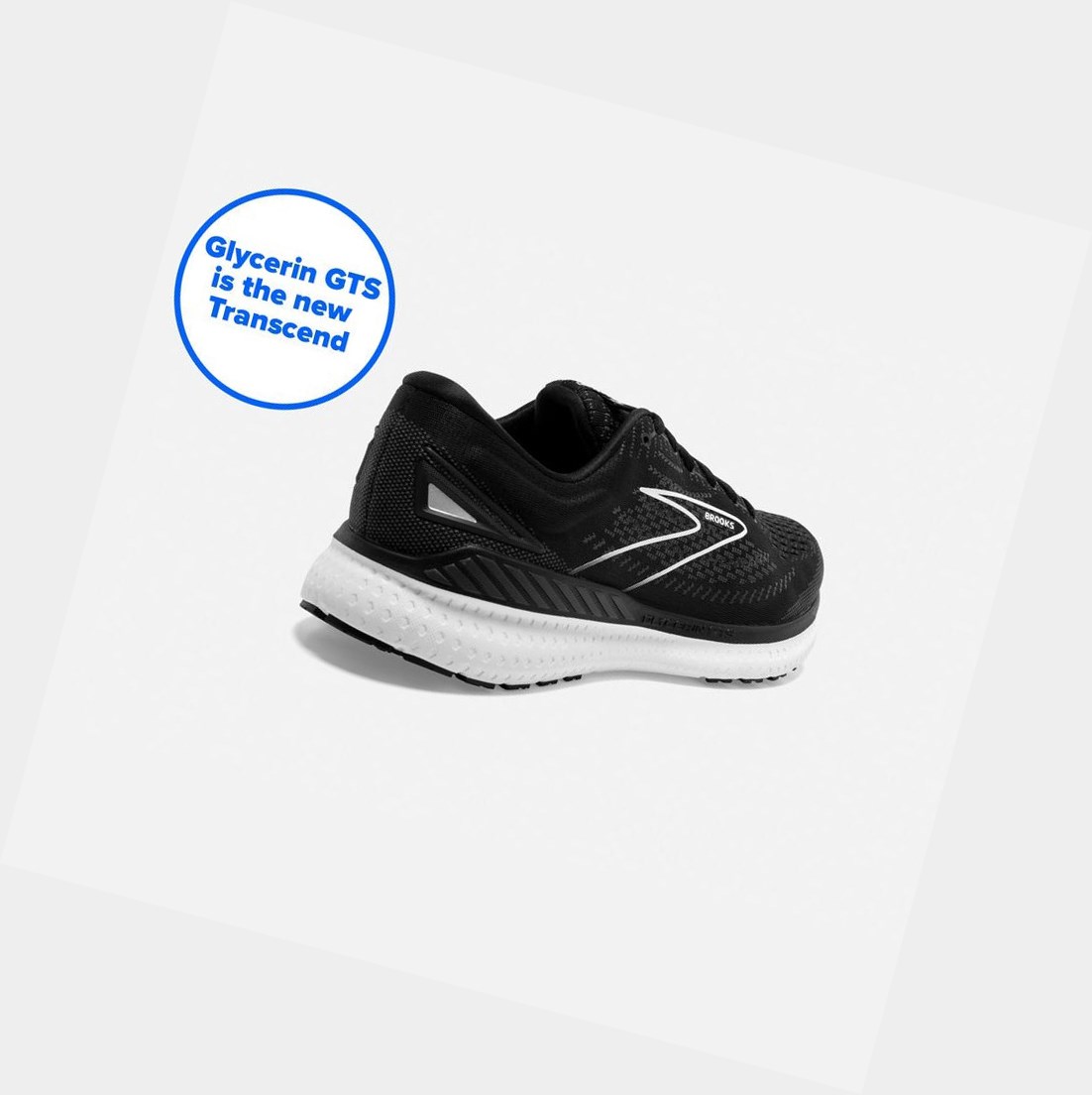 Scarpe Running Strada Donna Brooks Glycerin GTS 19 Nere Bianche | GUYMHA-687