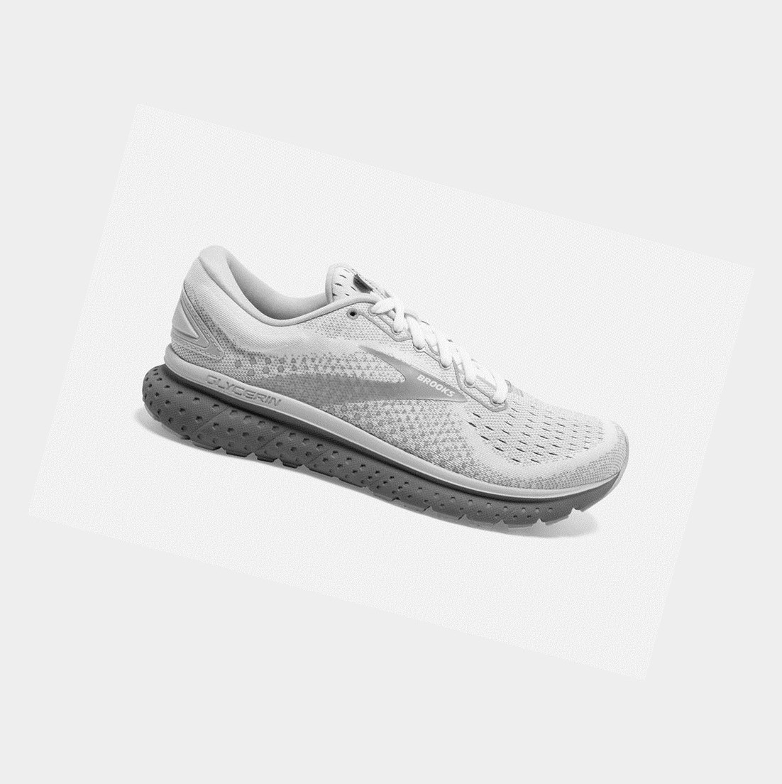 Scarpe Running Strada Donna Brooks Glycerin 18 Bianche Grigie | UAIRHW-356