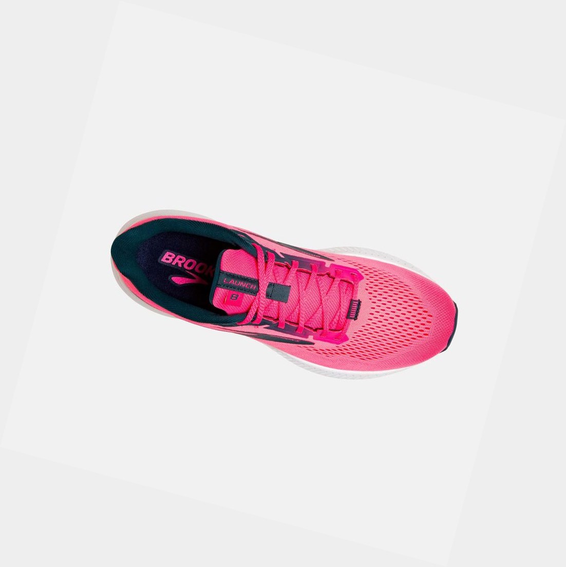 Scarpe Running Strada Donna Brooks Launch 8 Rosa Blu Marino | KHCOWS-569