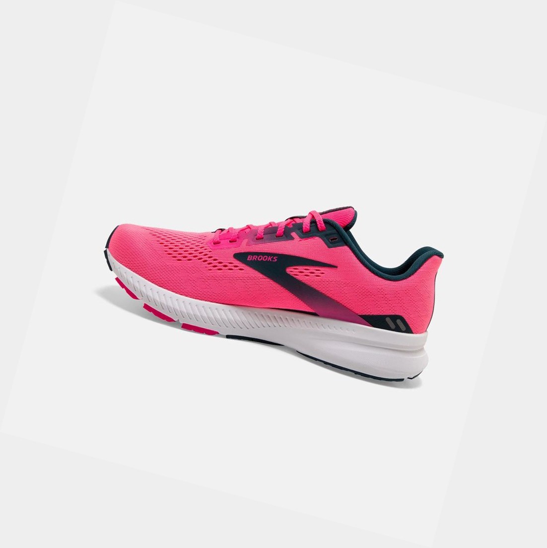 Scarpe Running Strada Donna Brooks Launch 8 Rosa Blu Marino | KHCOWS-569