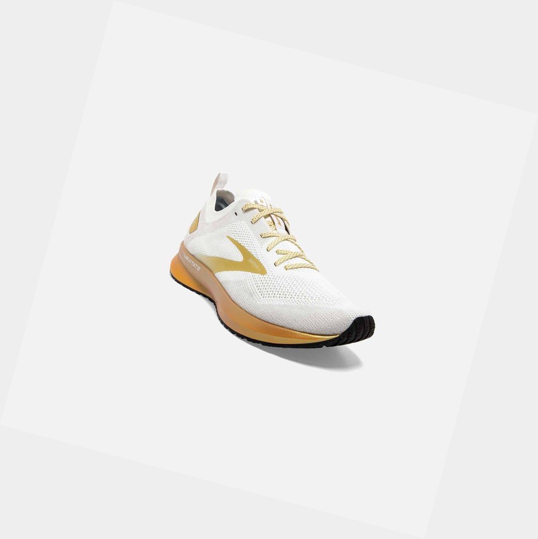 Scarpe Running Strada Donna Brooks Levitate 4 Bianche Oro | DEXQSG-204