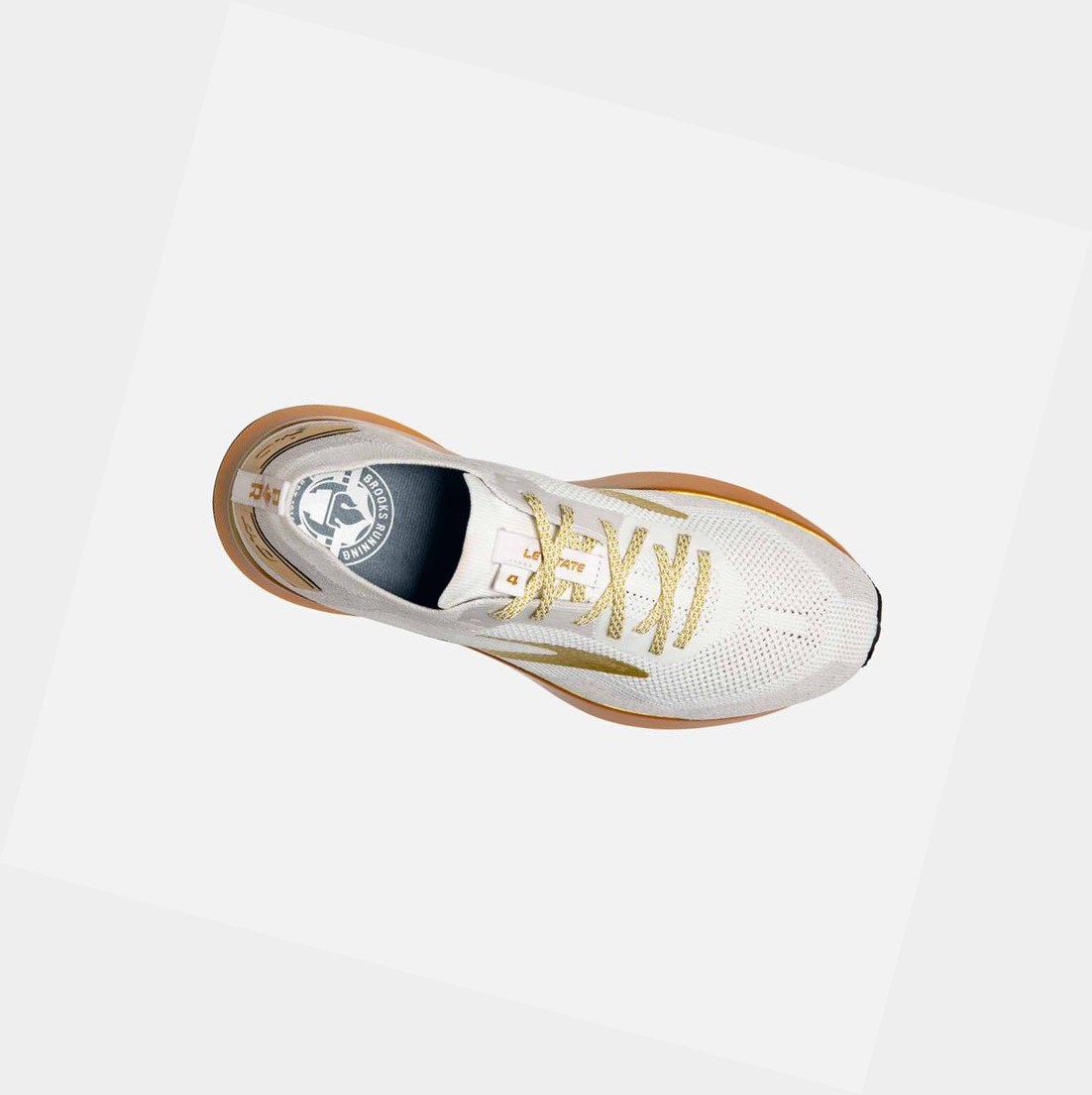 Scarpe Running Strada Donna Brooks Levitate 4 Bianche Oro | DEXQSG-204