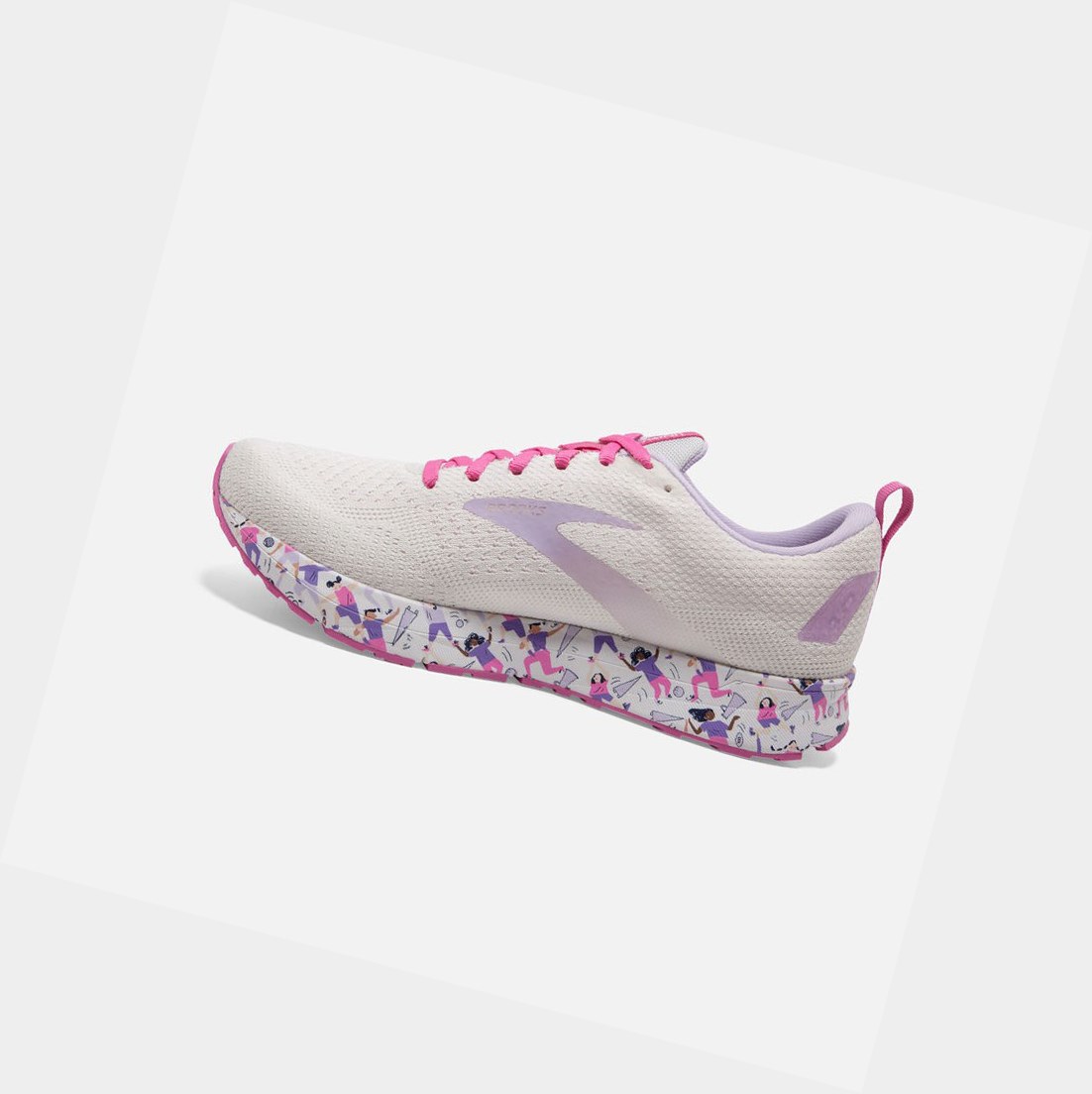 Scarpe Running Strada Donna Brooks Revel 4 Bianche Rosa | UWPIVA-254
