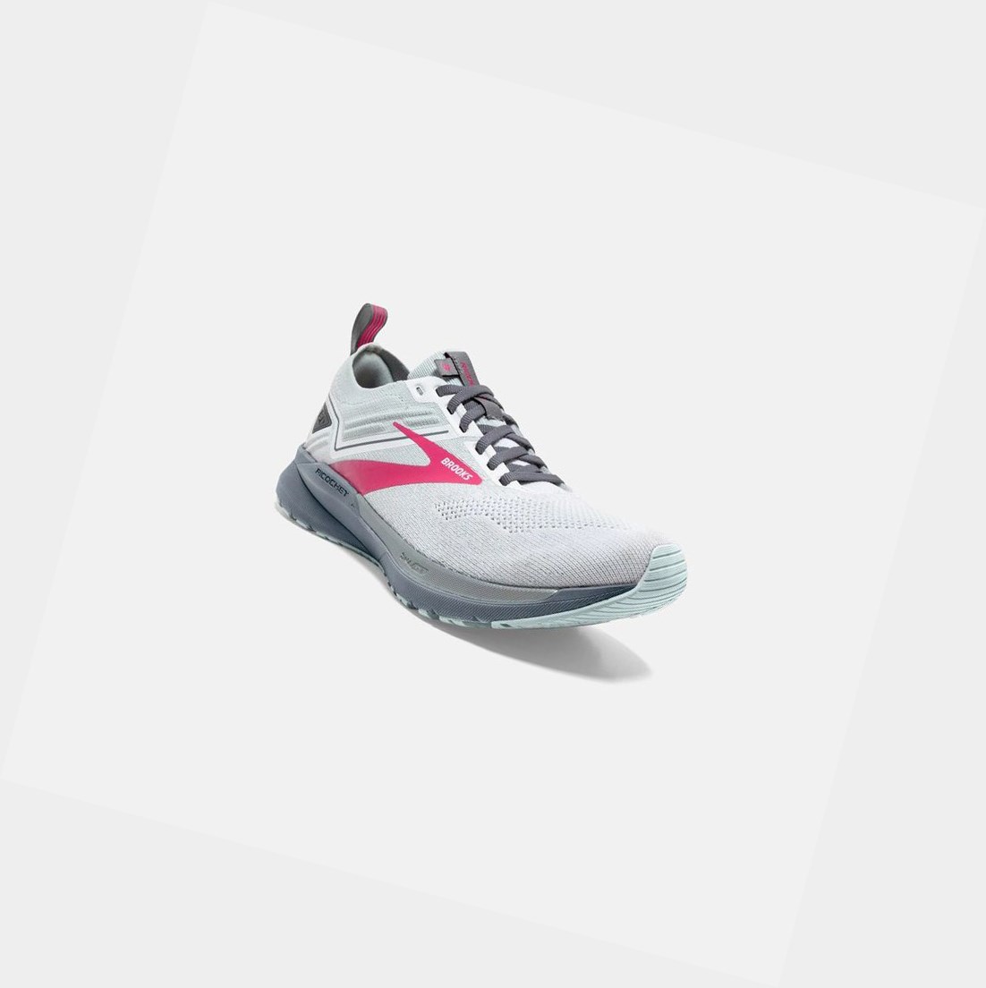 Scarpe Running Strada Donna Brooks Ricochet 3 Bianche Rosa | QYMABD-013