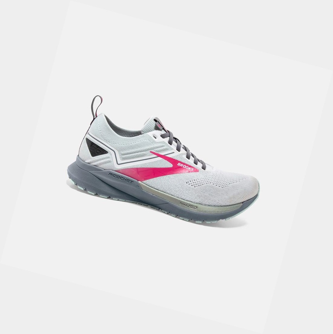 Scarpe Running Strada Donna Brooks Ricochet 3 Bianche Rosa | QYMABD-013