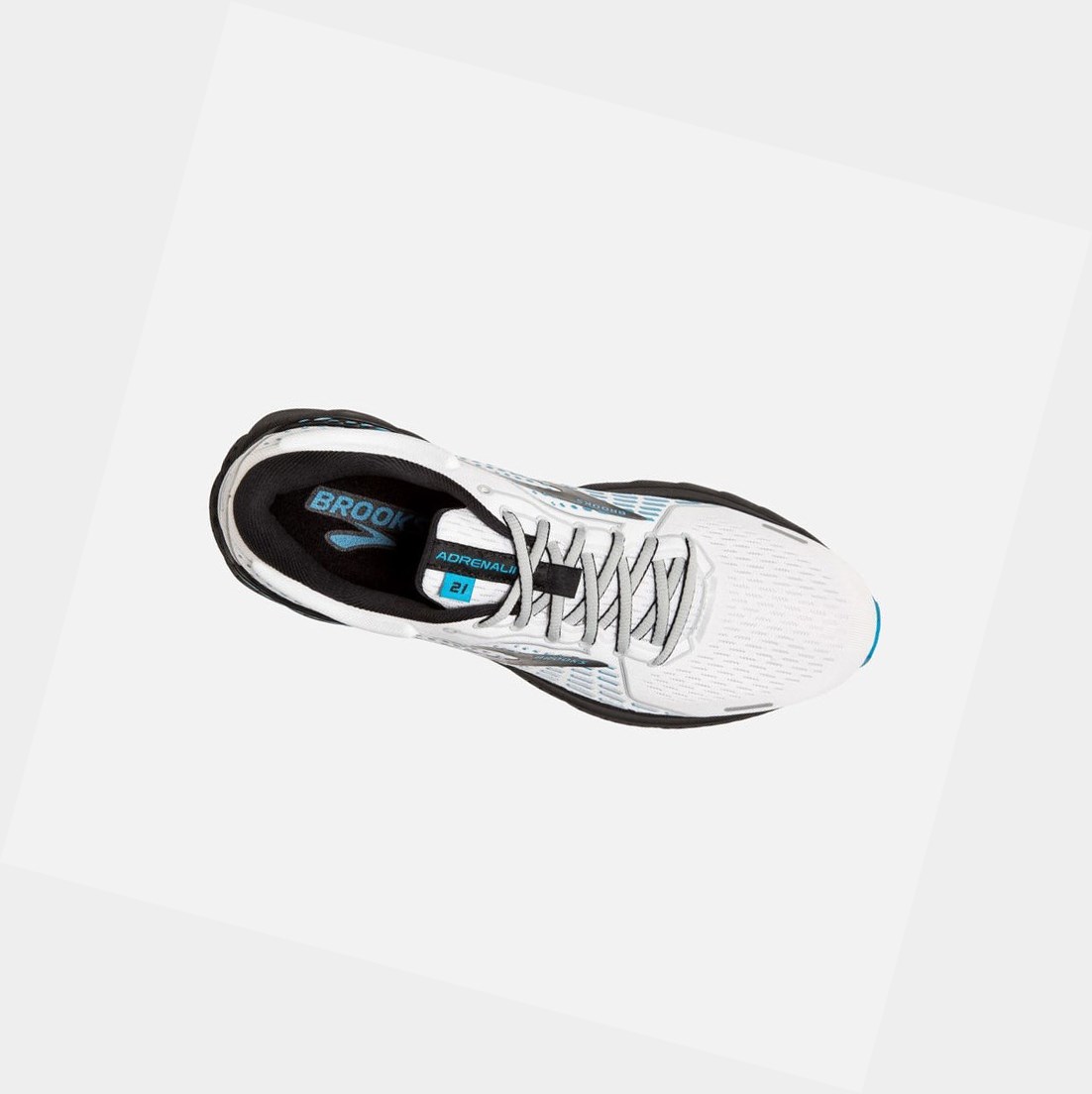 Scarpe Running Strada Uomo Brooks Adrenaline GTS 21 Bianche Grigie Blu | GBXYRD-823