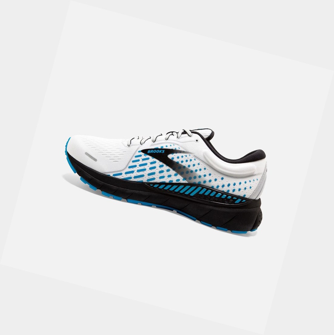 Scarpe Running Strada Uomo Brooks Adrenaline GTS 21 Bianche Grigie Blu | GBXYRD-823