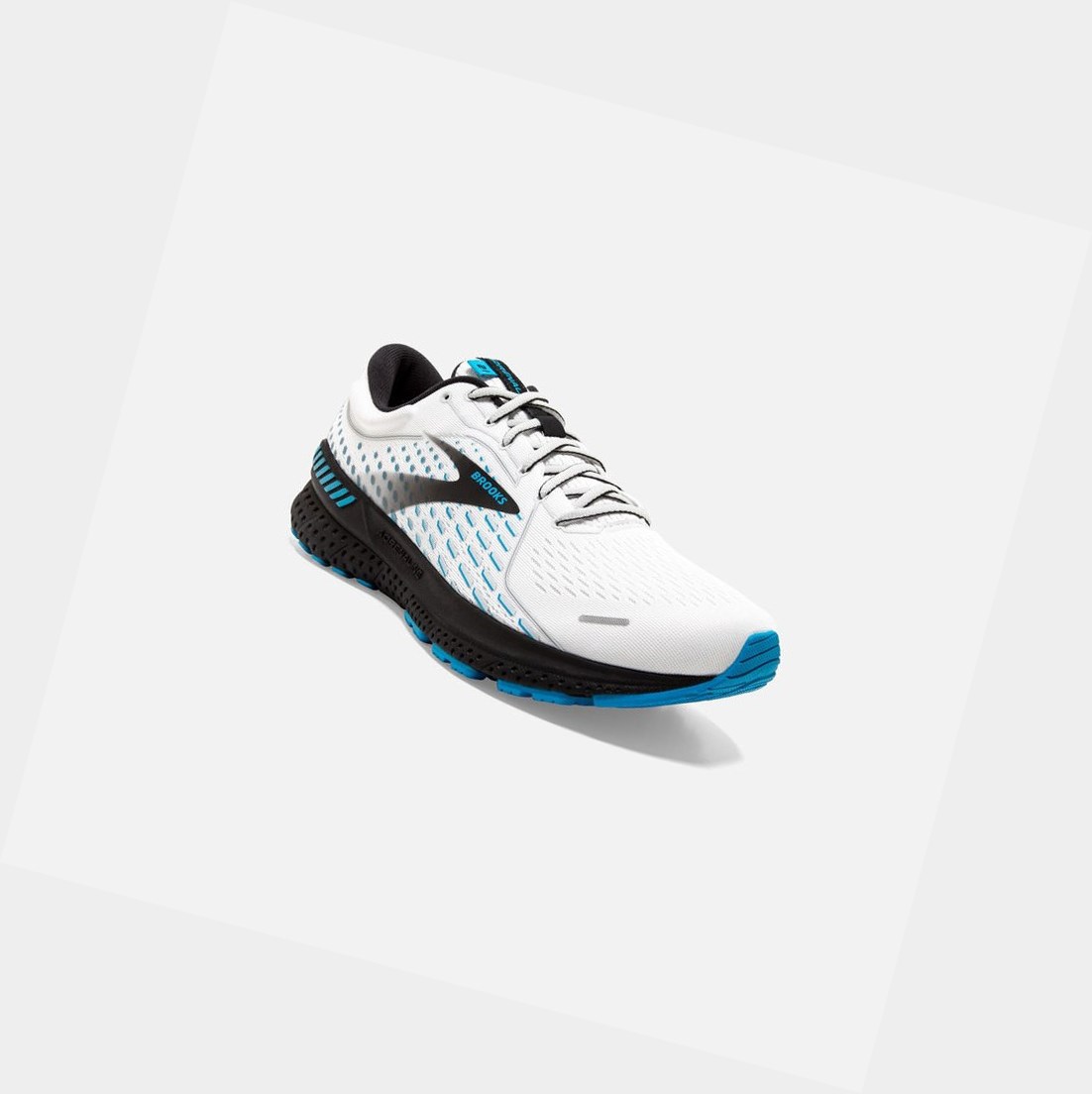 Scarpe Running Strada Uomo Brooks Adrenaline GTS 21 Bianche Grigie Blu | GBXYRD-823