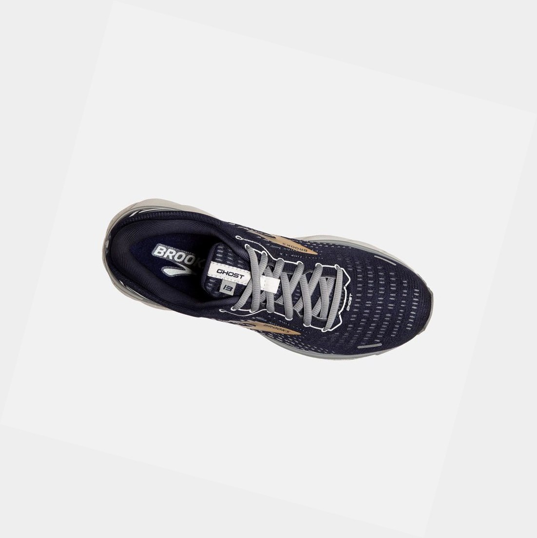 Scarpe Running Strada Uomo Brooks Ghost 13 Grigie Oro | FLCEDM-029