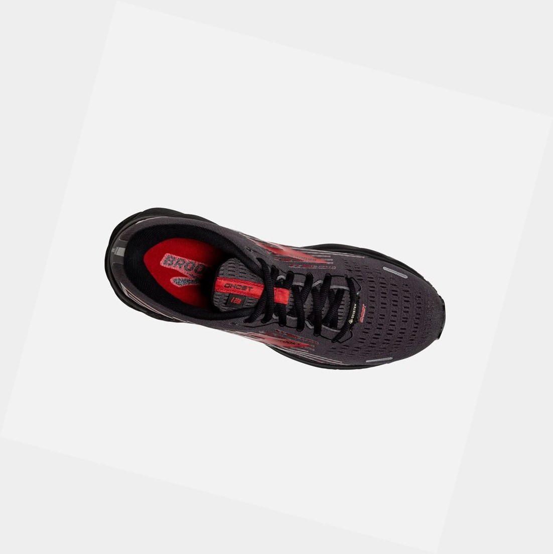 Scarpe Running Strada Uomo Brooks Ghost 13 GTX Nere Rosse | JOZTNV-742