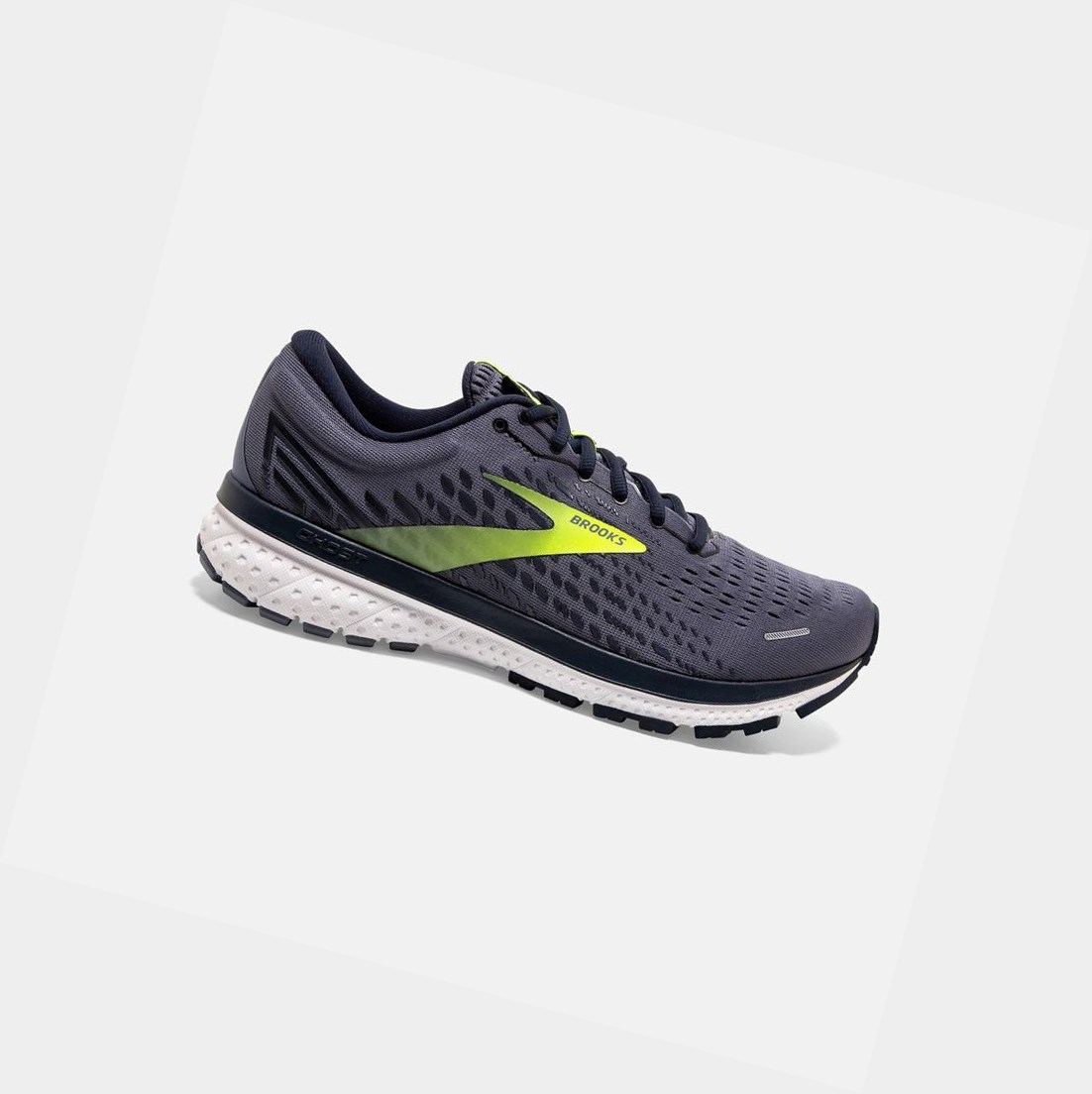 Scarpe Running Strada Uomo Brooks Ghost 13 Grigie Blu Marino | LDWUIF-320
