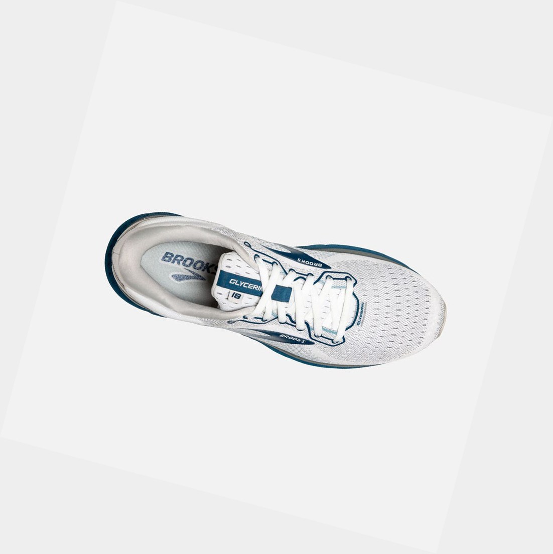 Scarpe Running Strada Uomo Brooks Glycerin 18 Bianche Grigie | OLNIGK-341