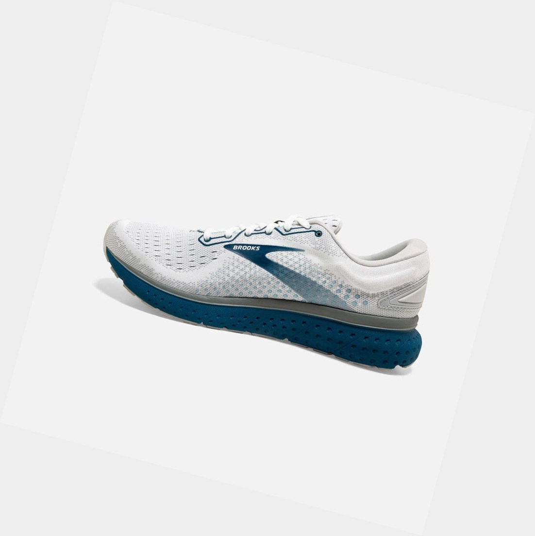 Scarpe Running Strada Uomo Brooks Glycerin 18 Bianche Grigie | OLNIGK-341