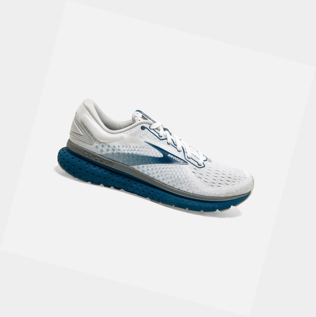 Scarpe Running Strada Uomo Brooks Glycerin 18 Bianche Grigie | OLNIGK-341
