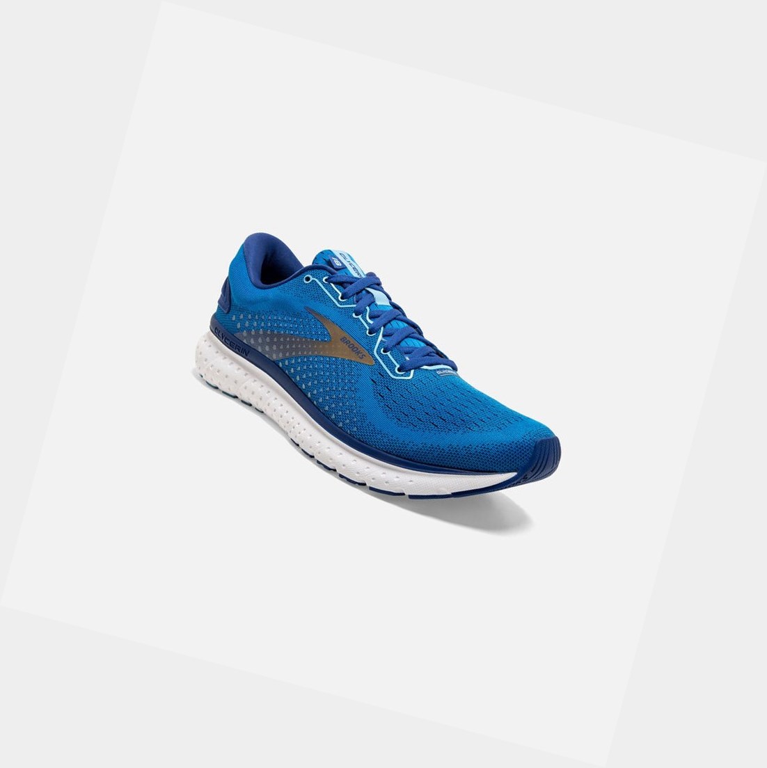 Scarpe Running Strada Uomo Brooks Glycerin 18 Blu Oro | QMKXIJ-861