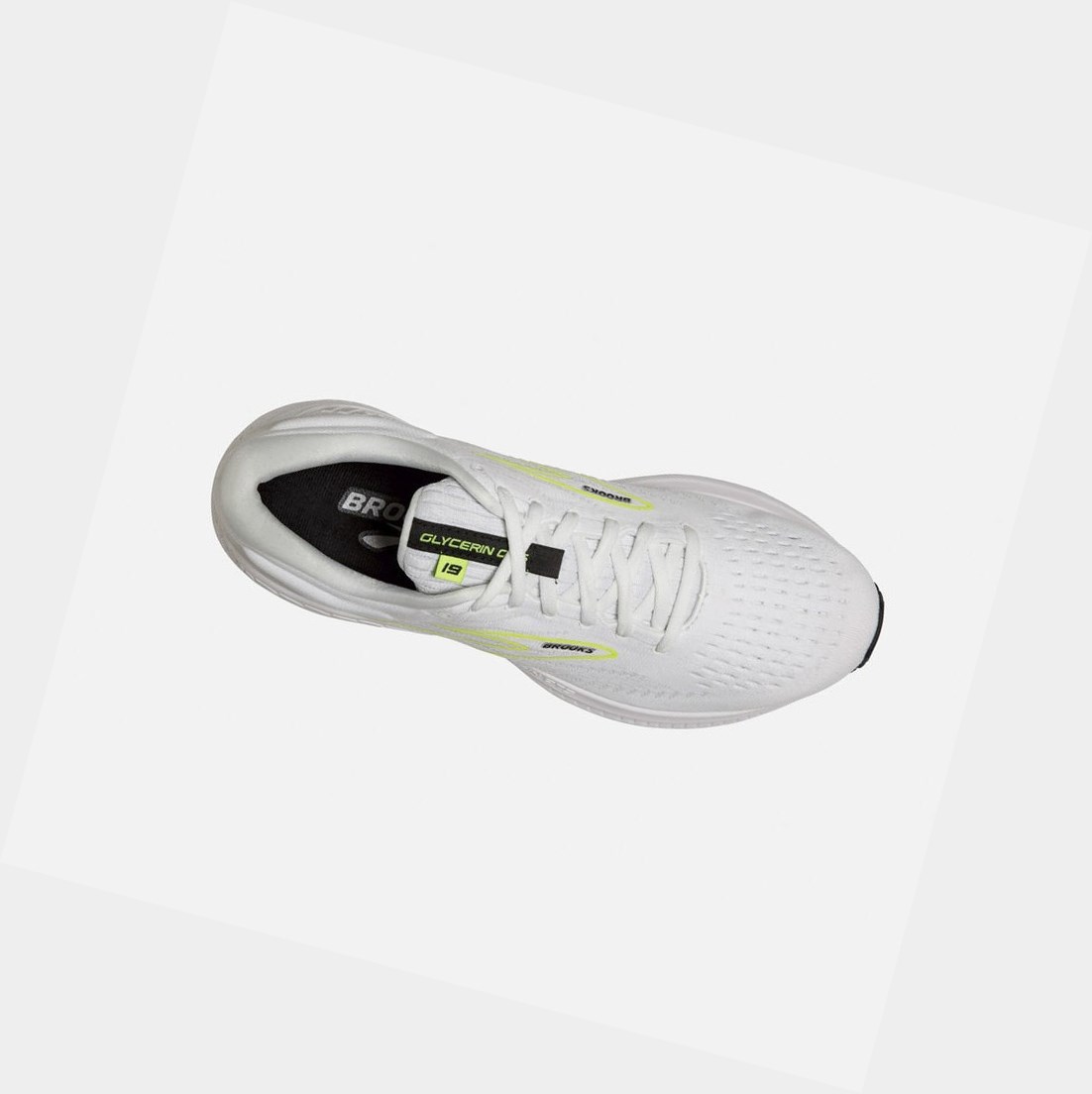 Scarpe Running Strada Uomo Brooks Glycerin GTS 19 Bianche Nere | SMVZOC-075