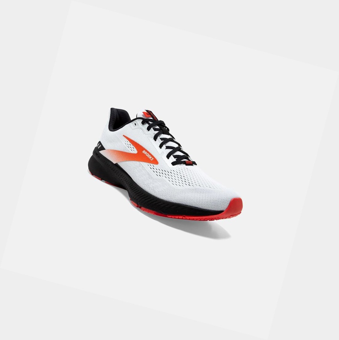 Scarpe Running Strada Uomo Brooks Launch 8 Bianche Nere Rosse | ICPELD-318