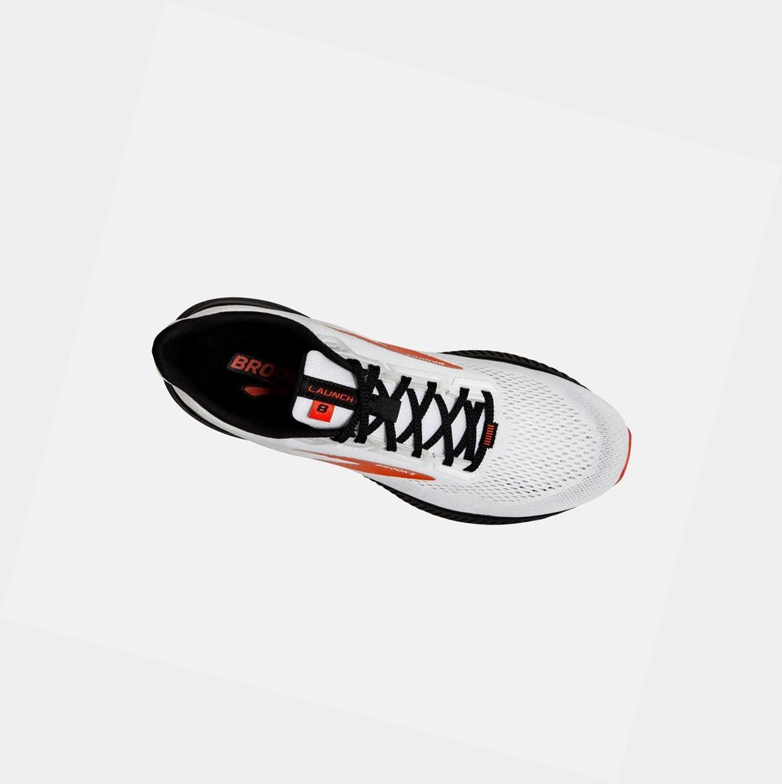 Scarpe Running Strada Uomo Brooks Launch 8 Bianche Nere Rosse | ICPELD-318