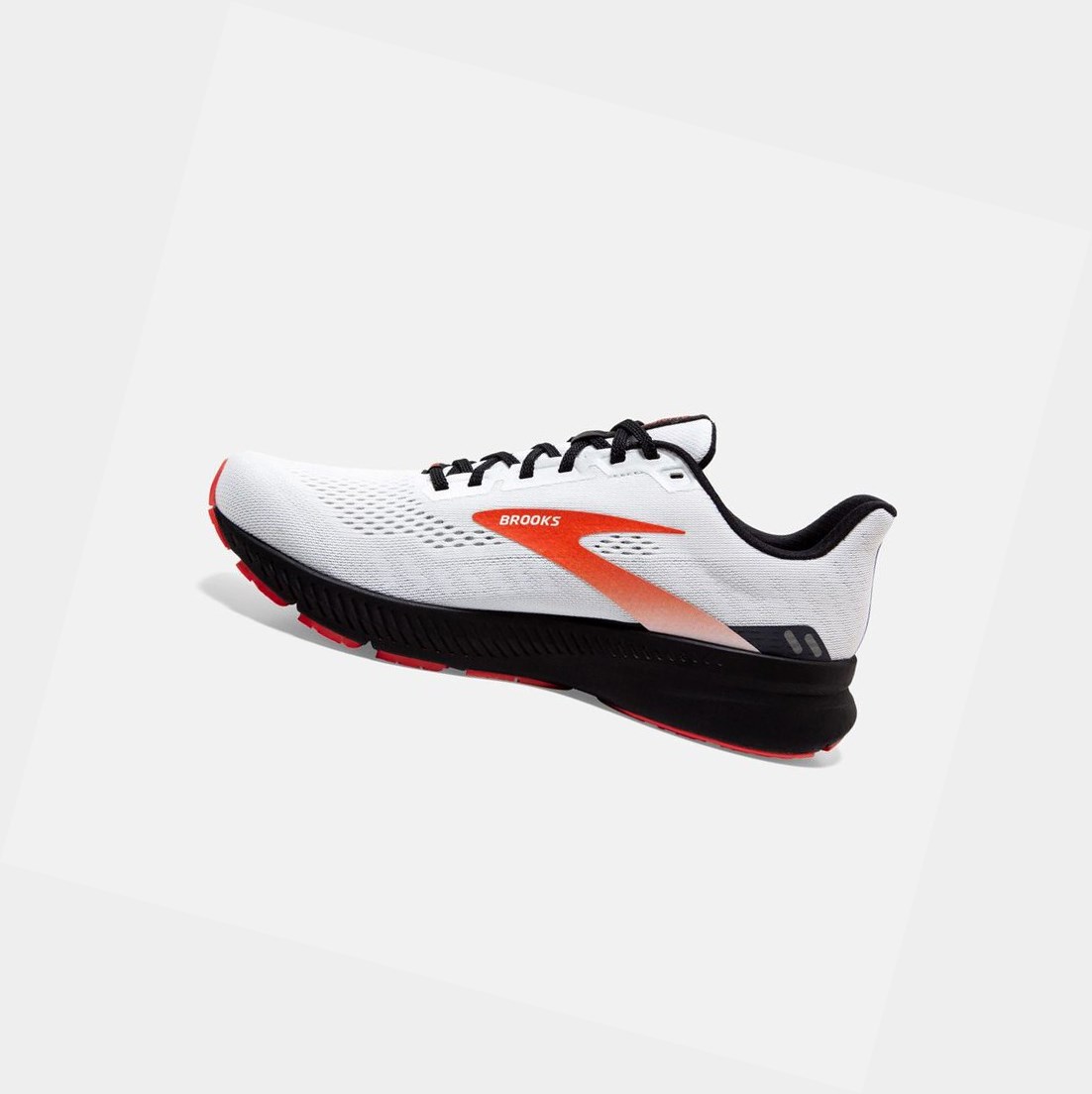Scarpe Running Strada Uomo Brooks Launch 8 Bianche Nere Rosse | ICPELD-318