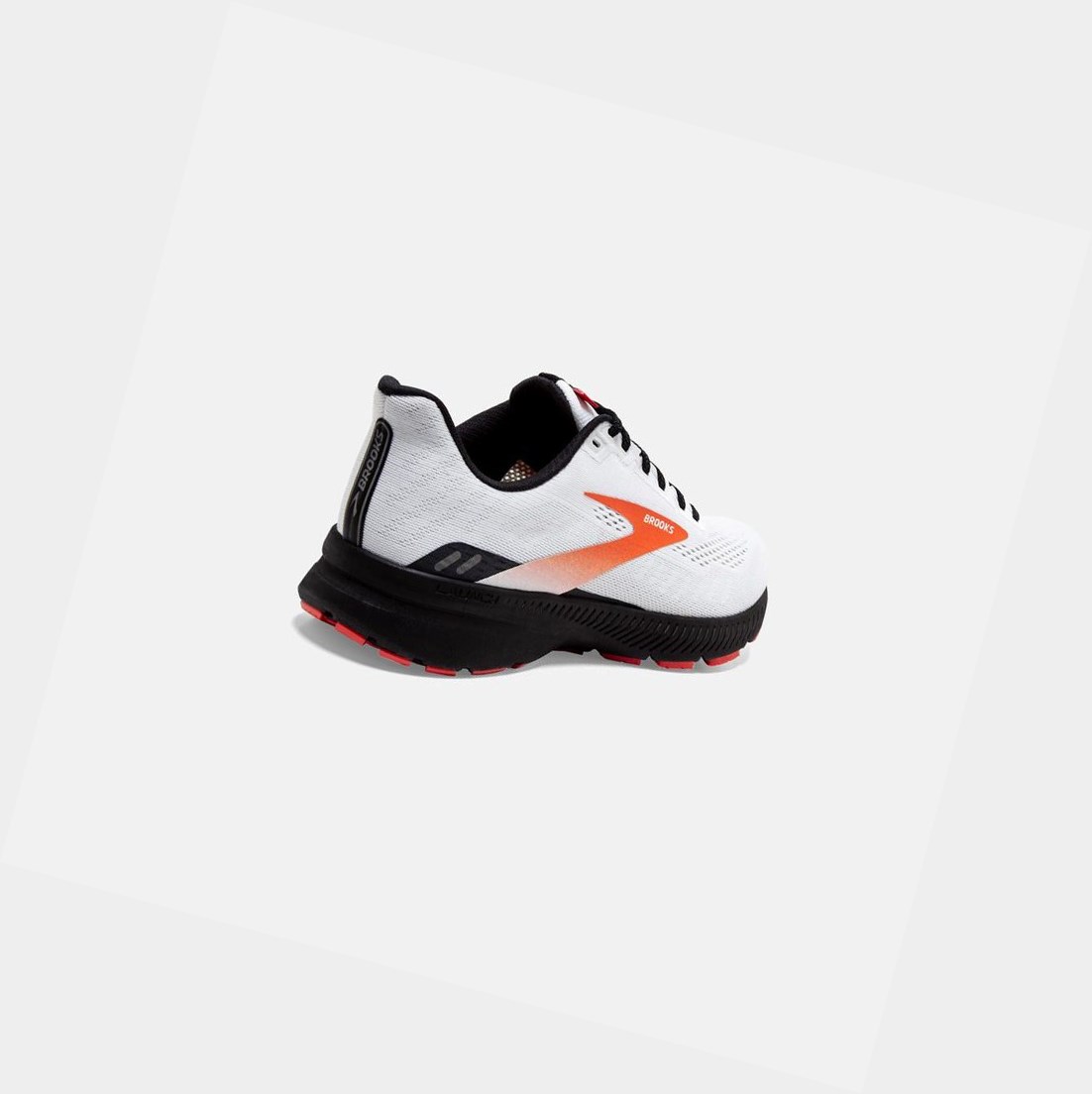 Scarpe Running Strada Uomo Brooks Launch 8 Bianche Nere Rosse | ICPELD-318
