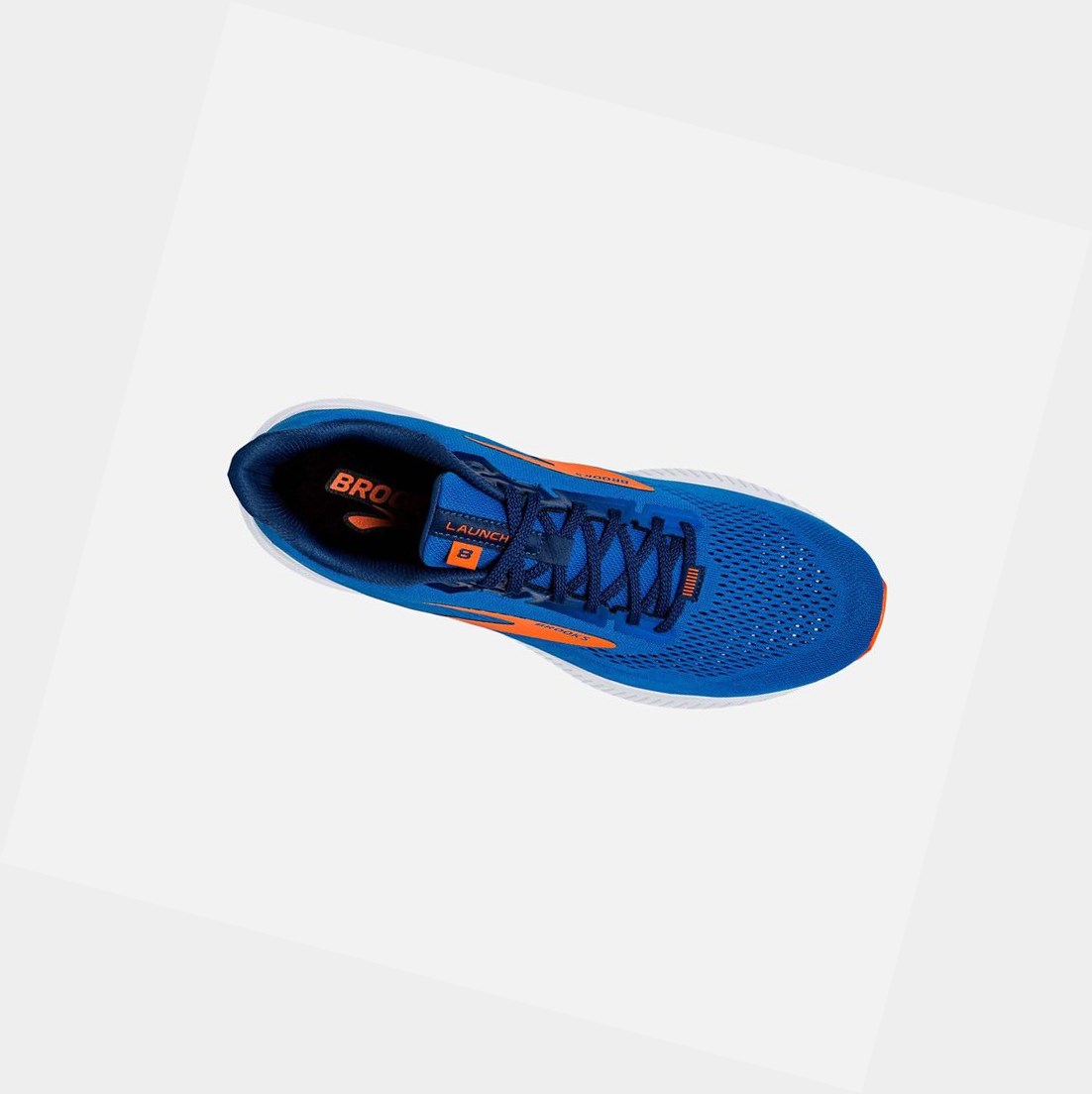 Scarpe Running Strada Uomo Brooks Launch 8 Blu Arancioni Bianche | WIUAGY-539