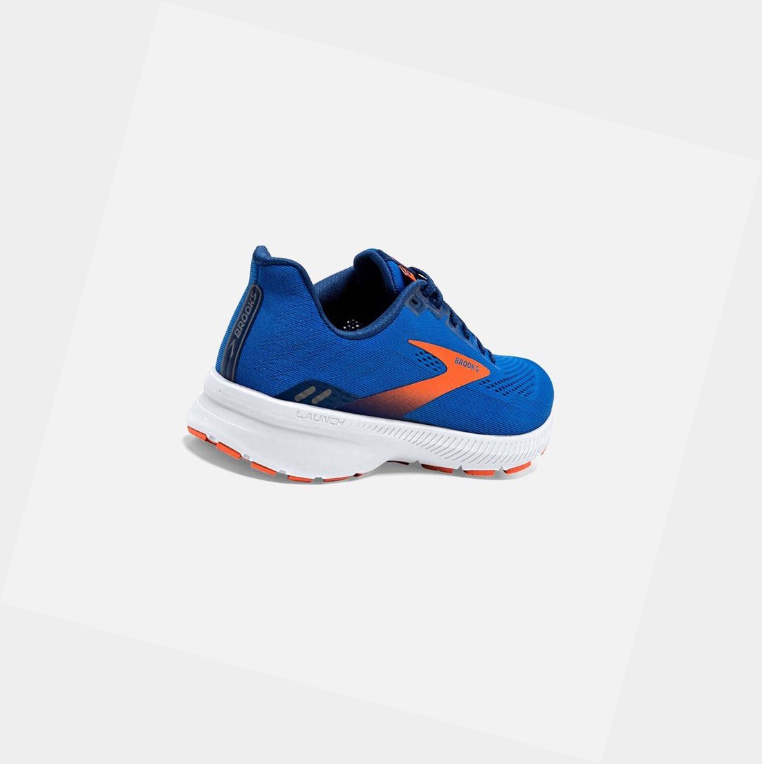 Scarpe Running Strada Uomo Brooks Launch 8 Blu Arancioni Bianche | WIUAGY-539