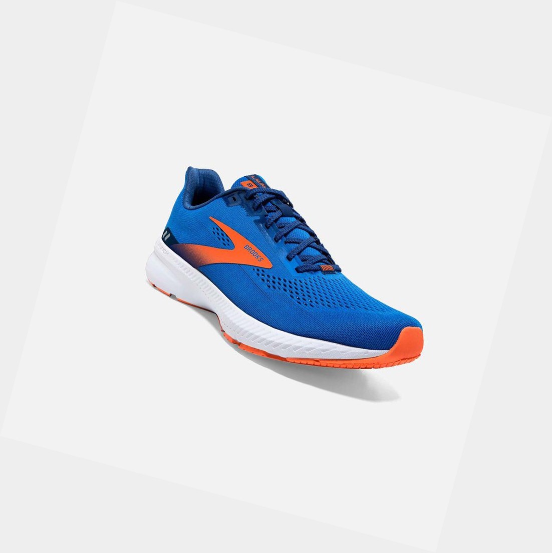 Scarpe Running Strada Uomo Brooks Launch 8 Blu Arancioni Bianche | WIUAGY-539